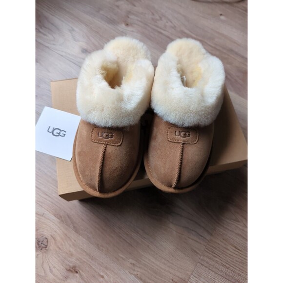 UGG Shoes - UGG Coquette Shearling Lined Slip On Slippers Chestnut Womens 7 EU 38